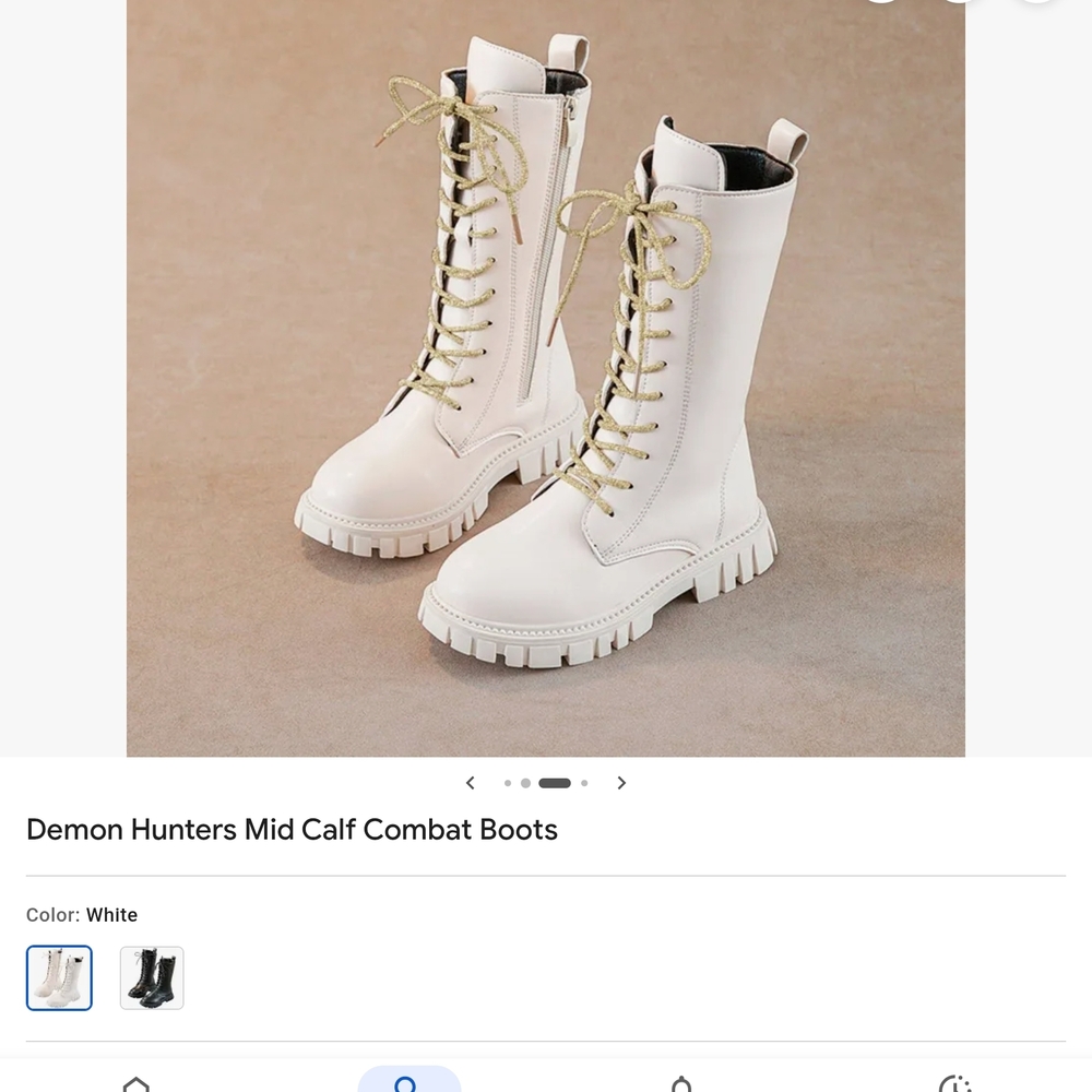 Demon Hunters Mid Calf Combat Boots White 12